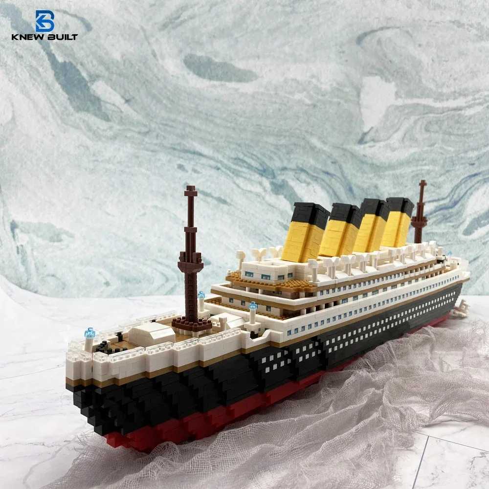 KNEW BUILT Titanic 3D Plastic Model Ship Building Blocks for Adults Micro Mini Bricks Toys Kits Assemble Cruise Boat Kids Gift C251226