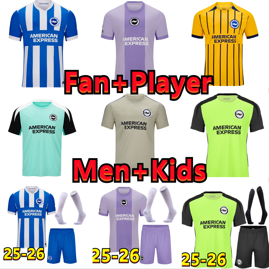 25 26 Brightons soccer jerseys shirt MITOMA ANSU FATI BHAFC GROSS 2025 2026 WELLBECK MARCH ENCISO PROPPER LAMPTEY FERGUSON Men Seagull football Kids Kit