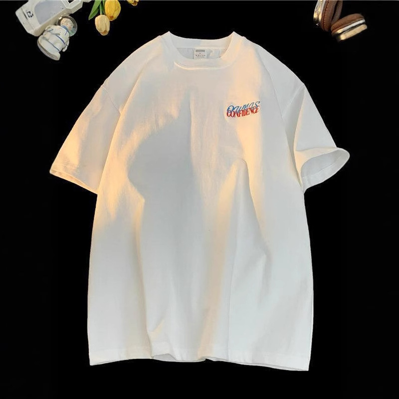 Heavyweight 220g Double Yarn Pure Cotton Letter Print Short Sleeve T-shirt Designer Short Sleeves For Men And Women Summer New Sweat-absorbing Breatha