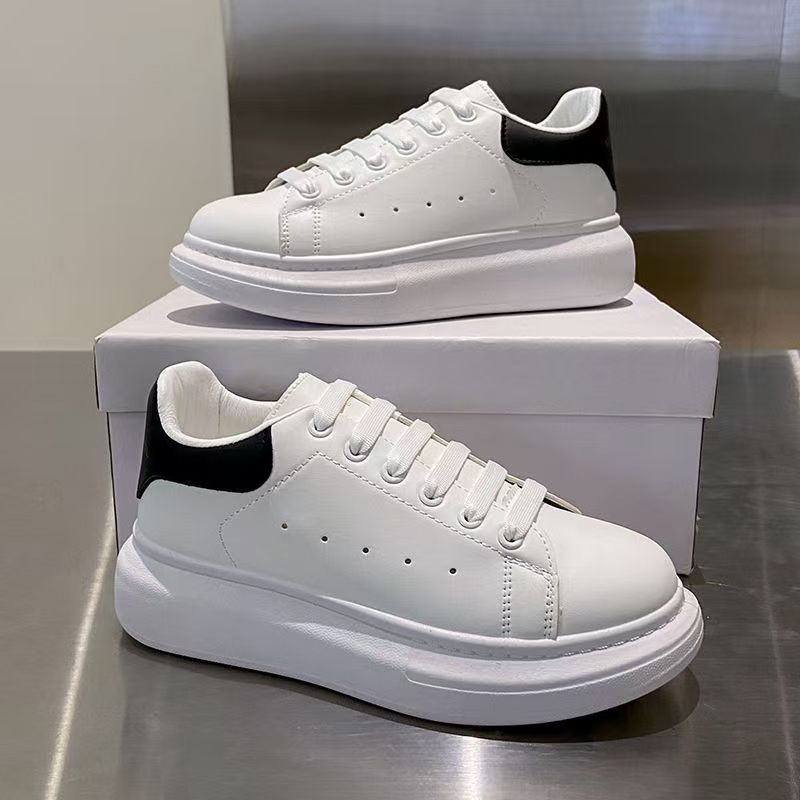 Cowhide Sneakers For Women Casual Shoes Autumn New Thick Soled Flat Height Increasing Casual Sports Shoes Big White Shoes