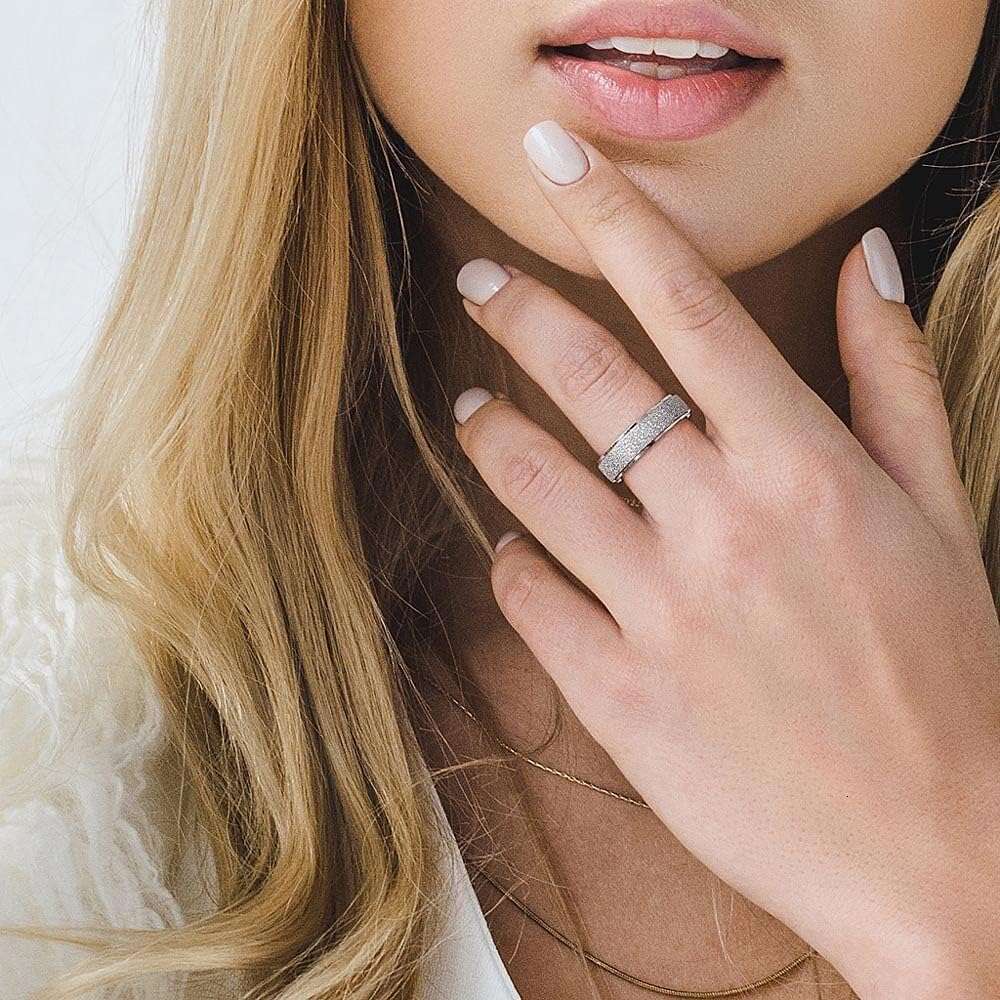 Spinner Women Men 3 Fashion Stainless Steel Fidget Ring for Anxiety Sand Blast Finish 6MM / 8MM /