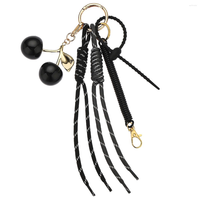 Keychains In Pink Cherry Bag Charm Braided Rope Woman Fashionable For Bags Pendant Accessories Gift