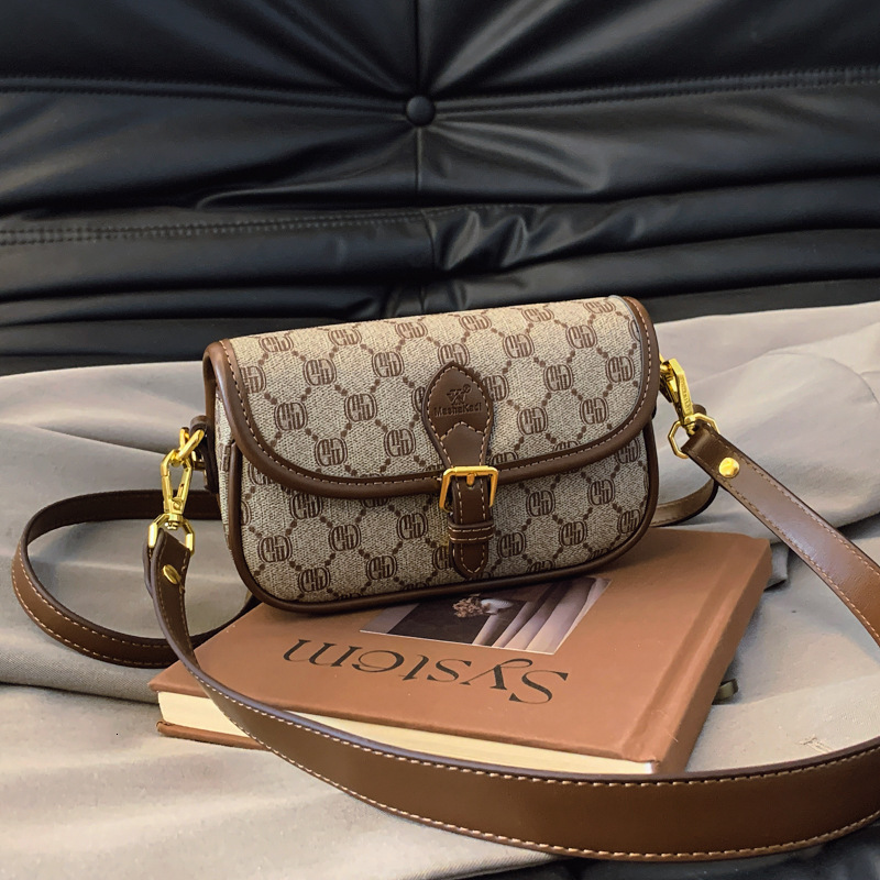 Free shipping designer High-end Sense Bag for Women 2025 New Vintage Print Small Square Bag Textured Women Bag Single Shoulder Bag Crossbody Bag Trend