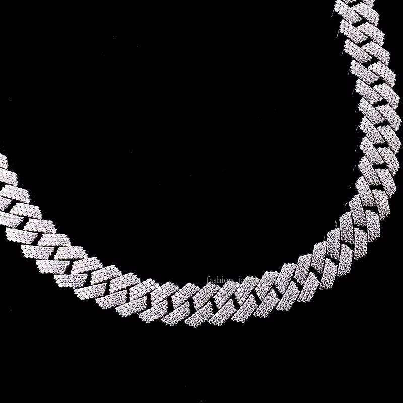 2022 Jewelry Pure Sier White Gold Plated DEF VVS Moissanite 8mm Hip Hop Cuban Chain Necklace