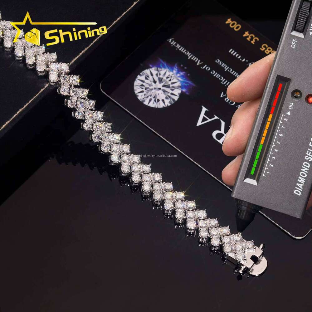 New Design Elegant Women S Solid Sier Hip Hop Jewelry VVS1 Moissanite Dia GRA Certificate Tennis Bracelet