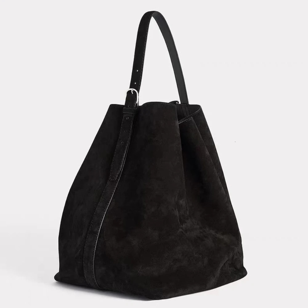 Motingsome Oversized 53cm Big Tote Suede Genuine Leather er Tote Retro Frosted Cowhide Bucket Shoulder Handbag 250628