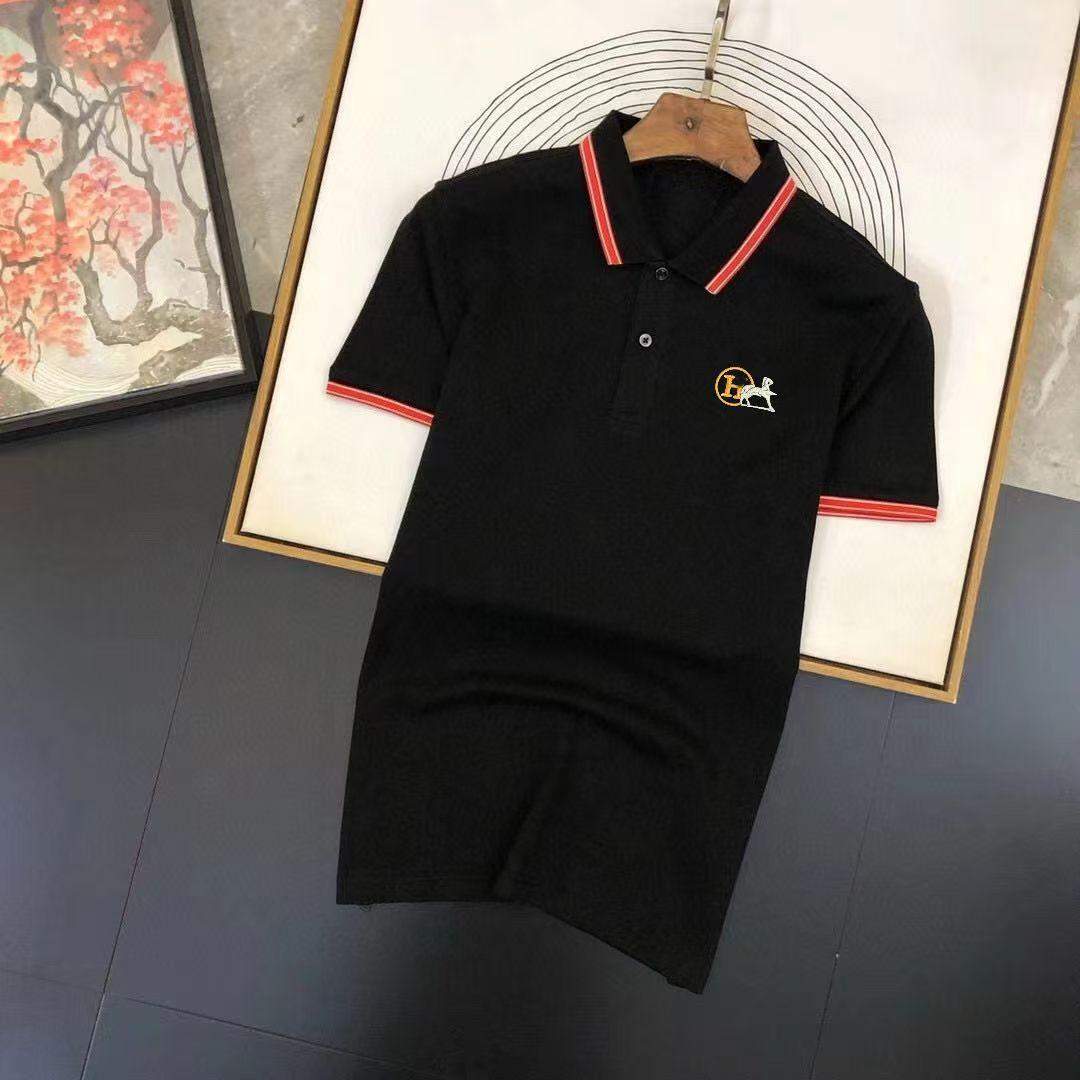 Summer Mens Polos Tshirts Leather Designers T Shirts High Street Short Sleeves Man Polo Shirt Brand Tops Chothes Tees Asian Size S-4XL