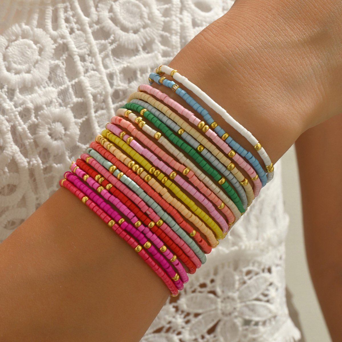 Selling Bohemian Style Colorful Beaded Bracelet Trendy Versatile Beach Vacation Style CCB Beaded Jewelry 250703