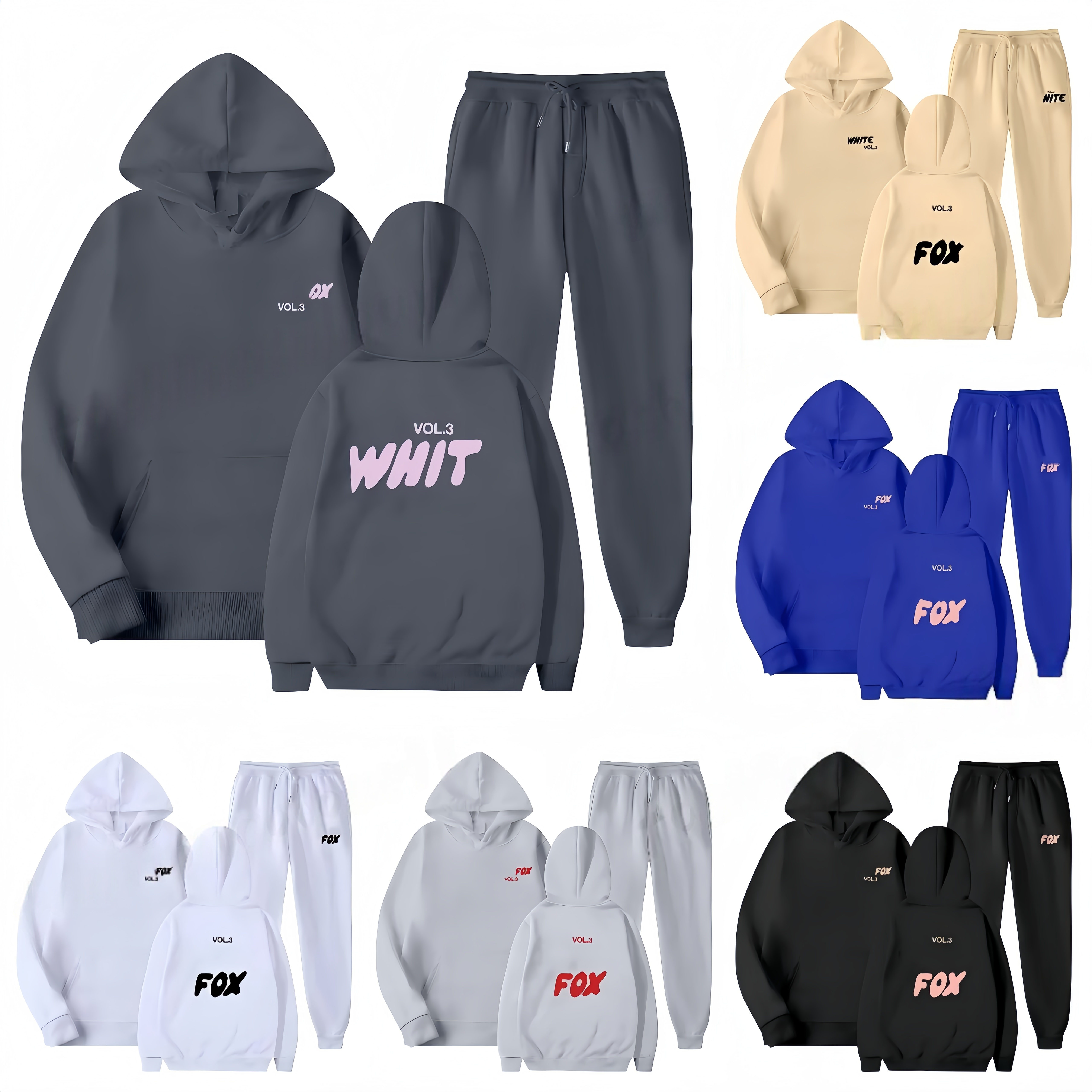 White hoodie Women Tracksuits Two Pieces Set 2025 New Summer Autumn Hoodie Set Fashion Sporty Short Sleeve Pullover hoodie pants Set 32 Colors
