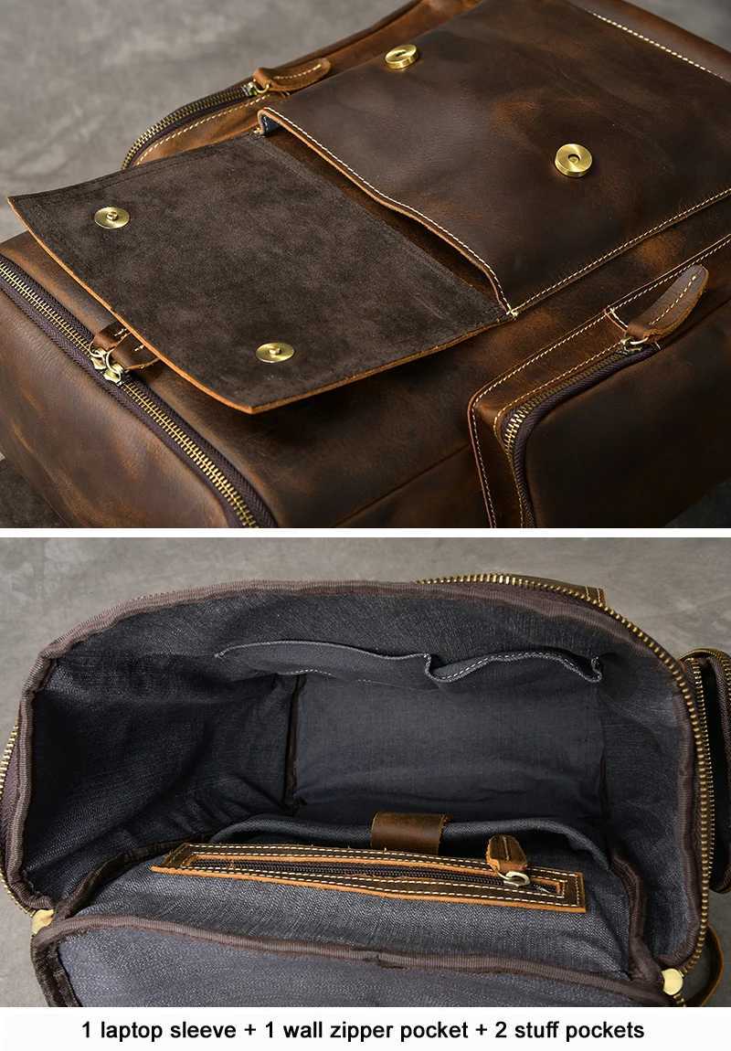 Vintage Crazy Horse Genuine Leather Backpack Men Leather Bagpack Climbing Rucksack male Large Hiking Backpack M814 Z250702