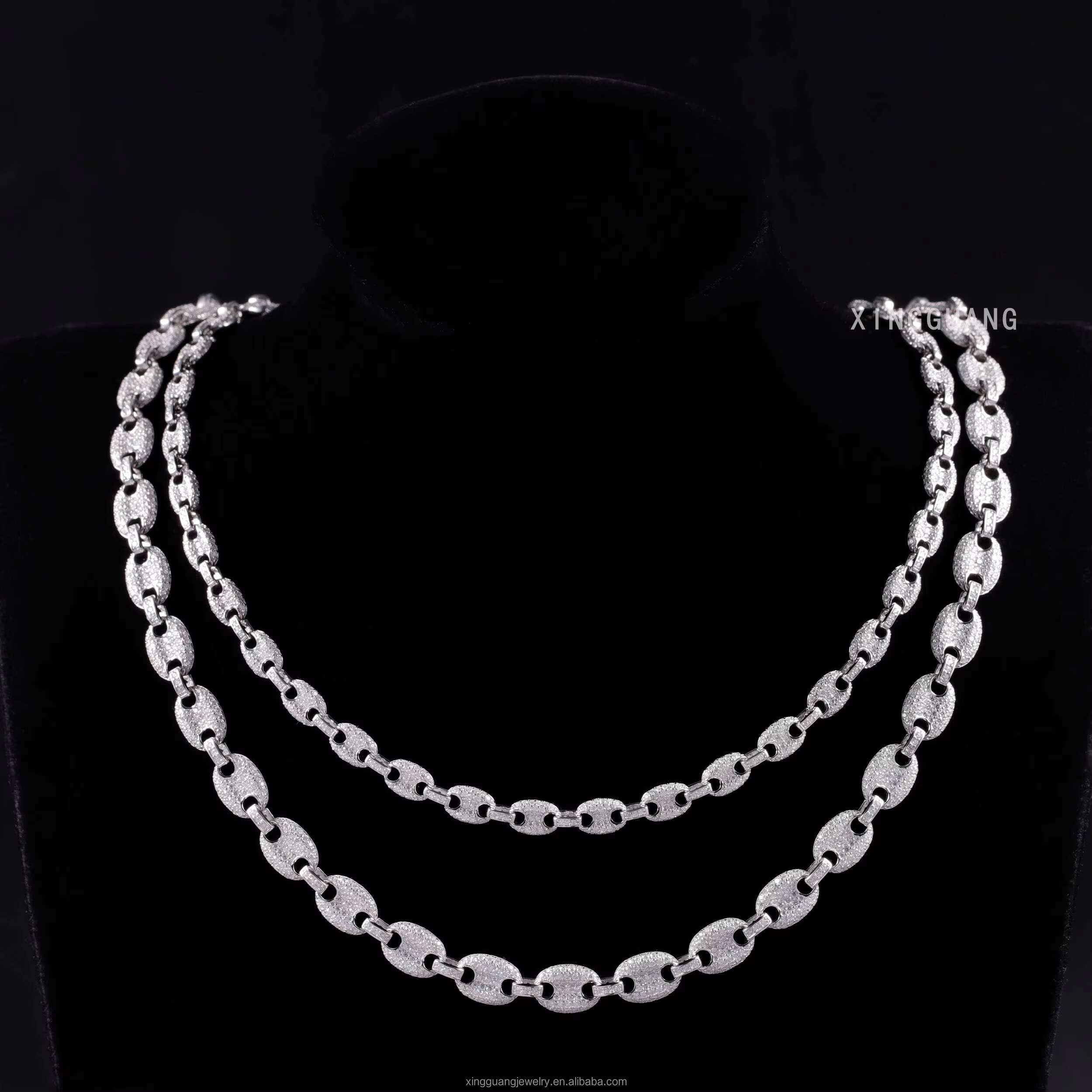 New Style Cuban Chain Hip Hop Jewelry 6mm 8mm Sterling Silver Ice Out Bling Moissanite Diamond 100% Pass Test Cuban Necklace