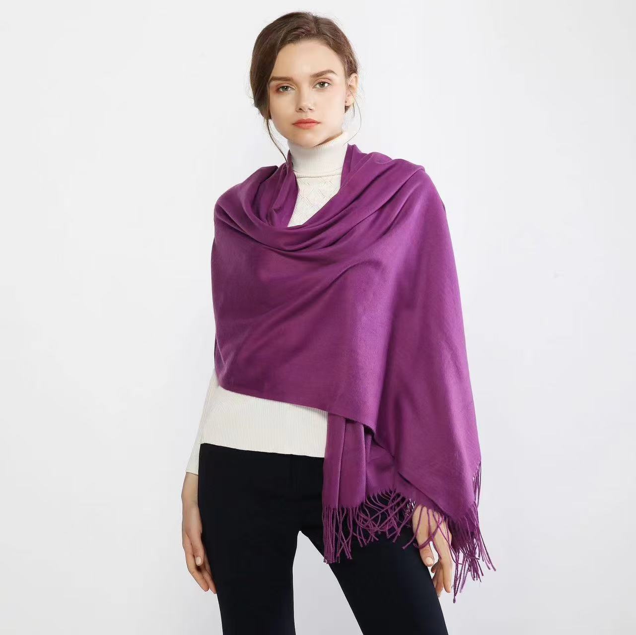 T1121 solid color cashmere scarf thick versatile shawl warm outer wear