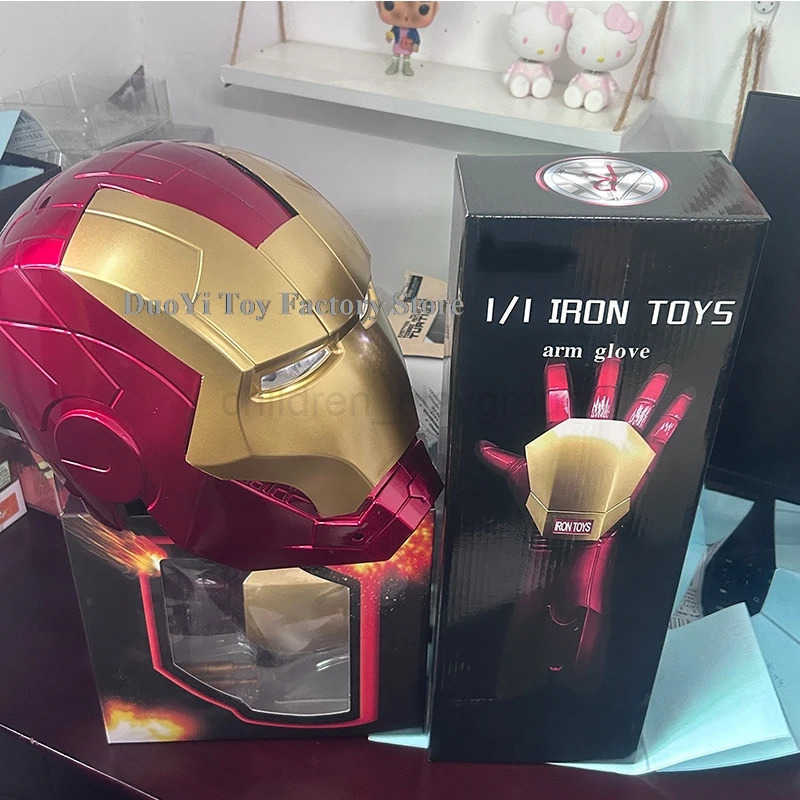 Disney Hot Iron Man Helmet Cosplay 1 1 Light Led Wearable Mask Gloves Glowing Eyes Adult Child PVC Action Figure Toys Birthday Gifts W250710