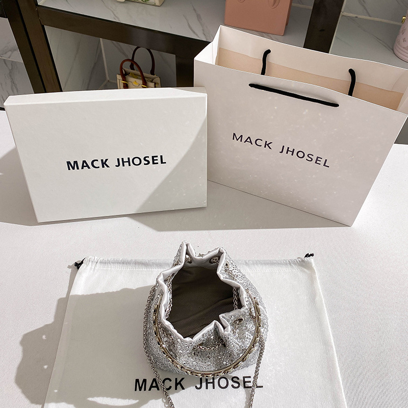 Free shipping designer A Fashionable Summer Diamond-Studded Bucket Bag 2024 High-End Metal Handbag Evening Chain Bag Wholesale Luxury shopping bag