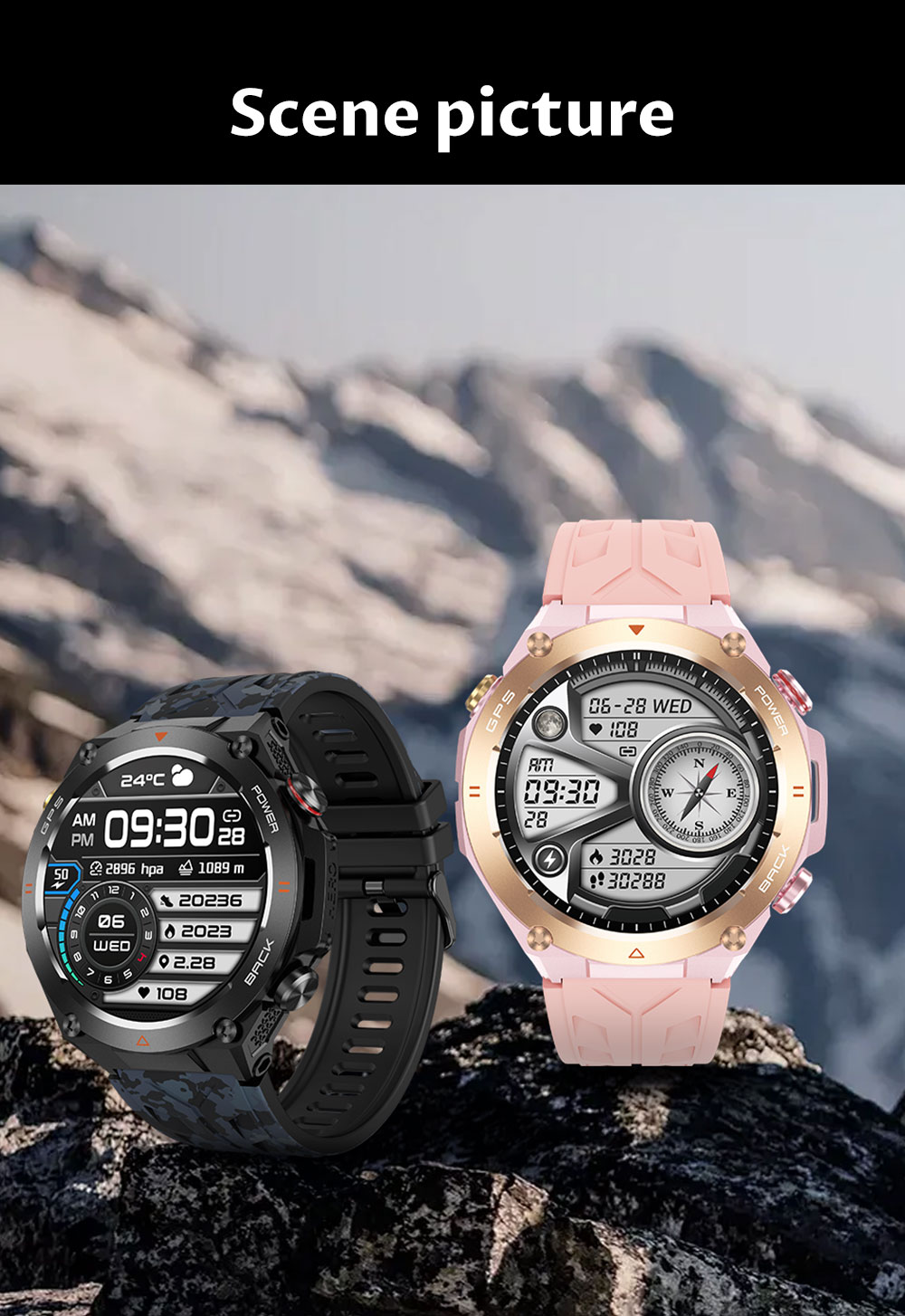 KC82 Smart Watch GPS Tracking Outdoor Sports Compass AI Voice Bluetooth Call Altitude Air Pressure 650mAh Battery Smartwatch Men
