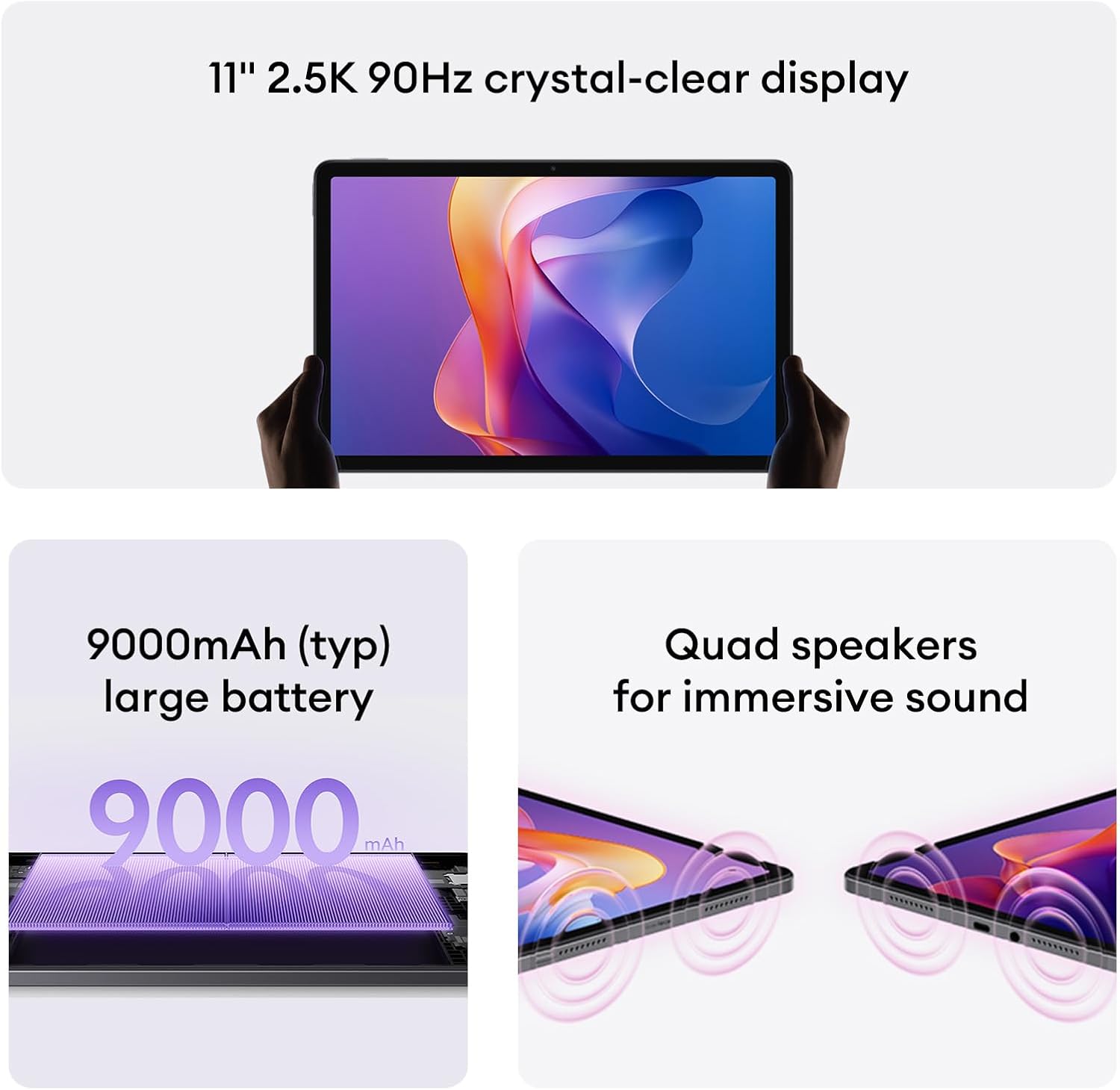 Xiaomi Tablet Redmi Pad 2 Wifi 8+ 256GB, 11 Inch 2.5 K Crystal Clear Display, Large 9000 mAh Battery, Advanced Helio G100-Ultra, Quadruple Speaker for