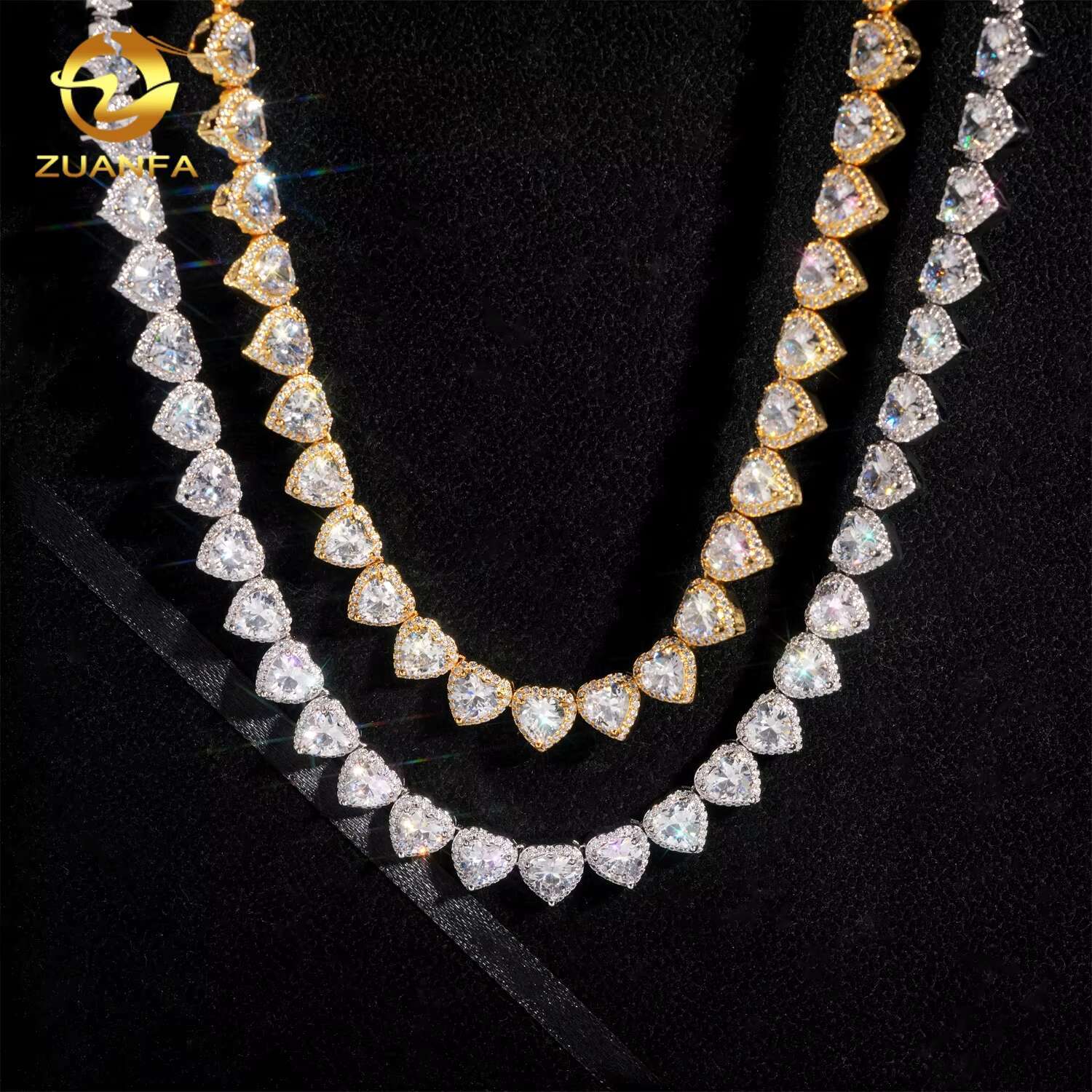 New 10mm Iced Out Halo Heart Moissanite Cuban Link Chain Hip Hop Jewelry 92.5% Silver Pass Diamond Tester Miami Cuban Chain