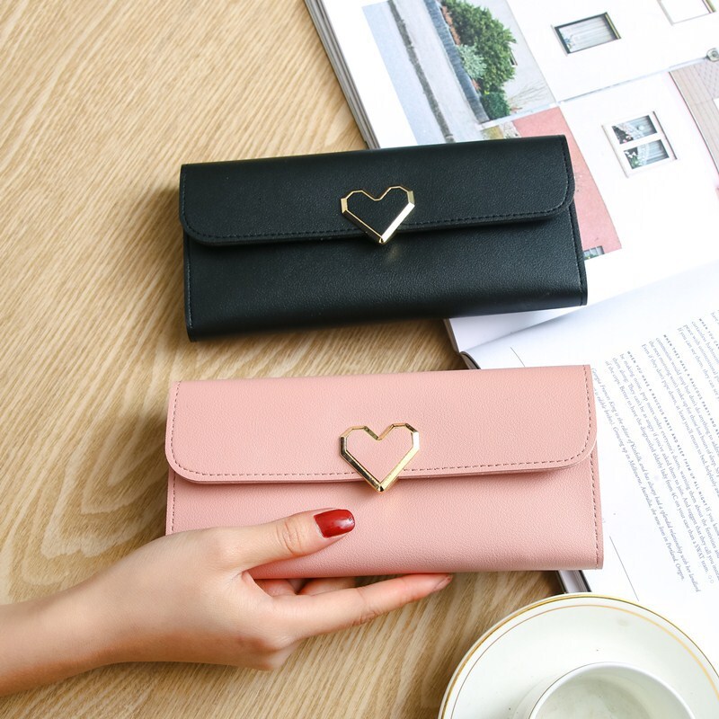 Designer Wallet Luxury Bag 2025 New Plain Heart-shaped Wallet For Women Long Multi-card Slot Buckle Phone Women's Wallet Factory Wholesale