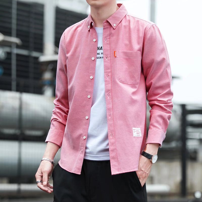 2024 Spring and Autumn New Non-Iron Business Trendy Casual Slim Fit Solid Color Long Sleeve Men's Shirt