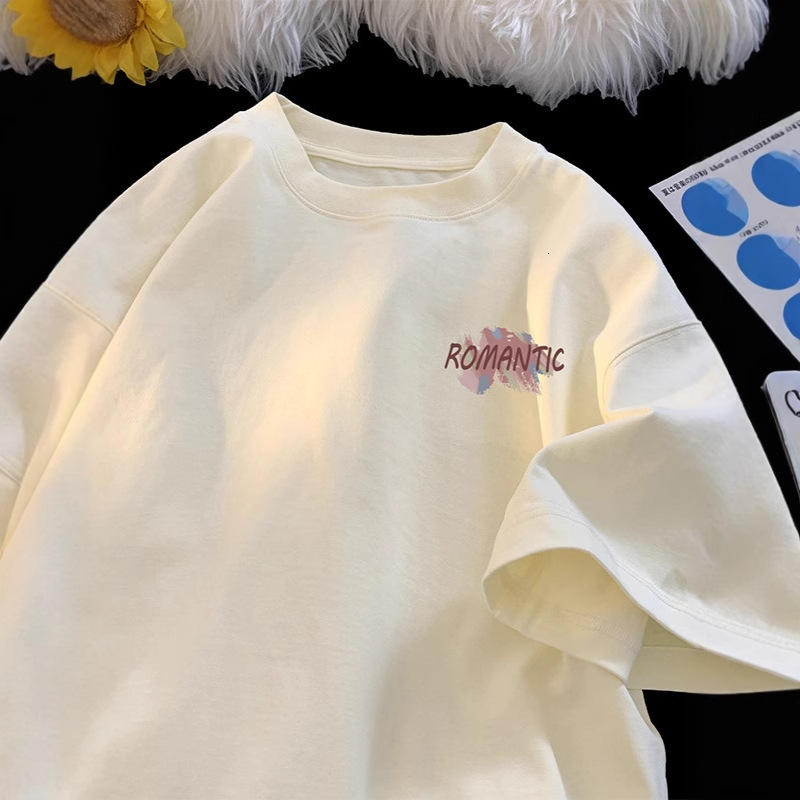 Letter Print Short Sleeve T-shirt For Designer Short Sleeves Men Summer Loose Breathable Half Sleeve American Style Trendy Anti-wrinkle Shaped T-shirt