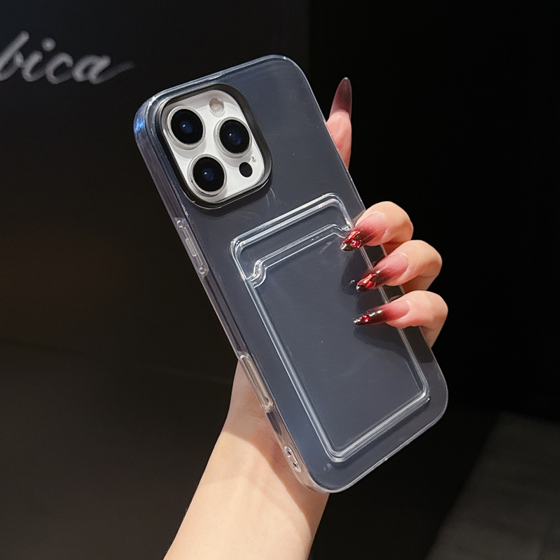 Card Pocket Cases For Iphone 16 Plus 15 Pro Max 14 13 12 11 Iphone16 Hard PC Soft TPU Luxury Fashion Crystal Credit ID Card Slot Mobile Phone Back Cov