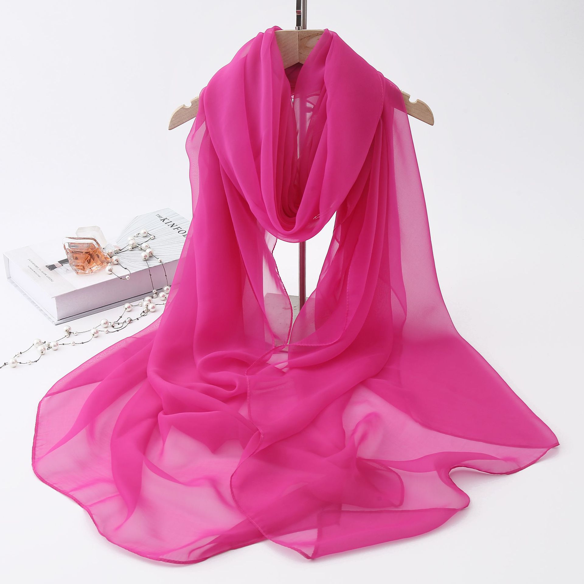 K1213 Korean version of the versatile Yourousha imitation silk scarf spring and summer thin sunscreen scarf bright red solid color sunshade shawl scar