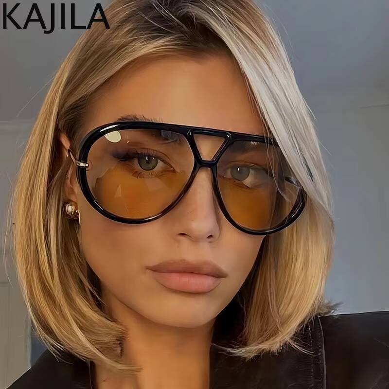 Oversized Pilot Oval Punk Sunglasses Women Big Frame 2025 Luxury Vintage Double Beam Sun Glasses For Lady Outdoor Eyewear UV400 ddmythur