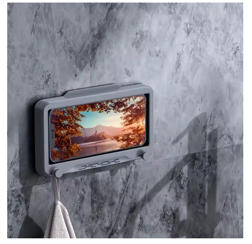 Waterproof Bathroom Mobile Phone Box Wall Mount Phone Holder Touch Screen Shower Phone Holder Self-Adhesive Shower Accessories