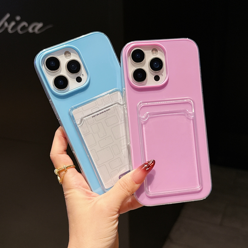 Card Pocket Cases For Iphone 16 Plus 15 Pro Max 14 13 12 11 Iphone16 Hard PC Soft TPU Luxury Fashion Crystal Credit ID Card Slot Mobile Phone Back Cov