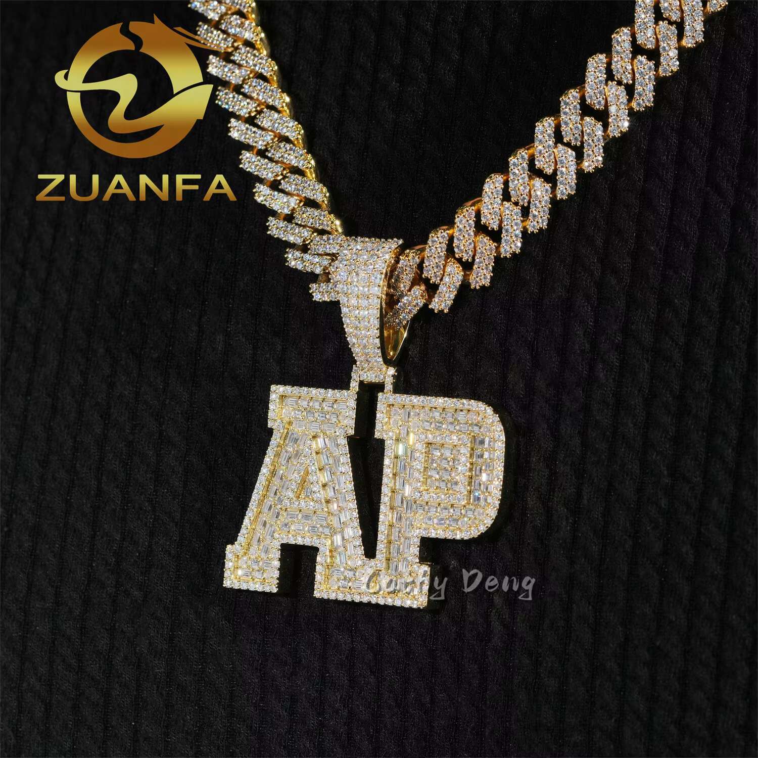 Custom Hip Hop Pendant 925 Silver Moissanite Diamond Jewelry Iced Out Letter Pendant for Cuban Link Chain