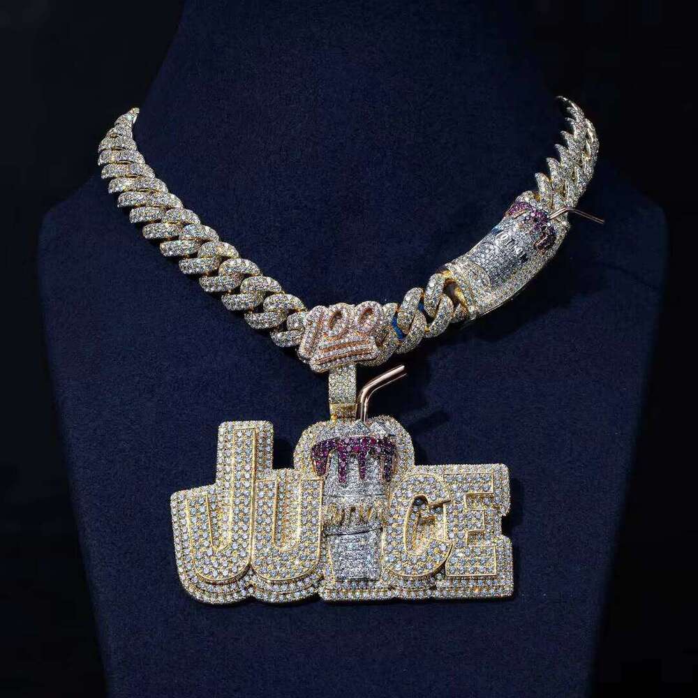 Yellow Gold Vvs Moissanite Dia Hip Hop Custom Iced Out Sier Name Chain Cuban Necklace