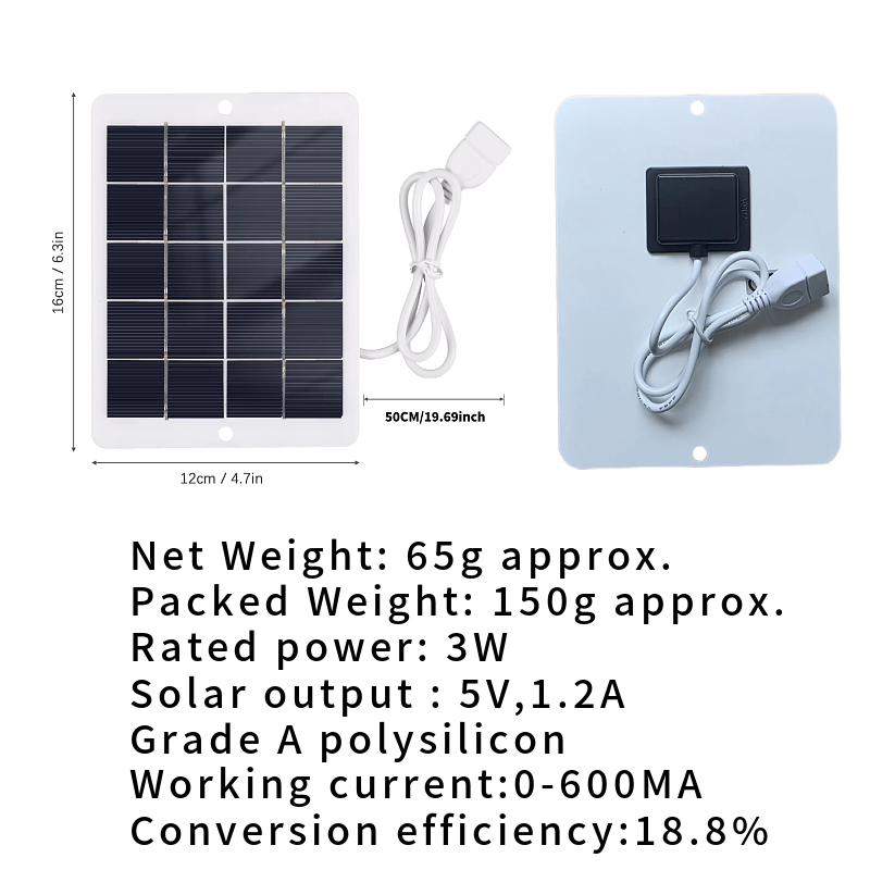 3W Solar Panel Charger 5V USB Portable Mini DIY Solar System Output Outdoor Emergency Mini Power System Charging Solar Cell Plate Polysilicon For Mobi