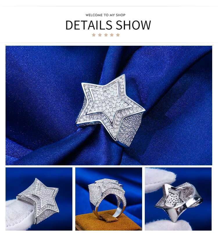 Designer Ring Hip Hop Boutique Jewelry 925 Sterling Silver Iced Out VVS Moissanite Luxury Fashion Cuban Men's Ring