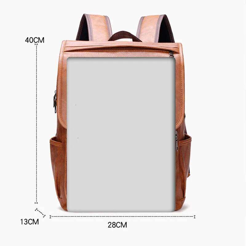 Large Capacity Vintage men's bag Teenage Backpacks PU Leather Fashion Schoolbag Man Multifunctional Backpack Men Zipper Designer