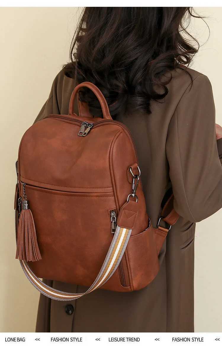Leather Backpack Purse For Women Designer Travel Backpack Purses PU Fashion Ladies Shoulder Bag With Tassel Z250702