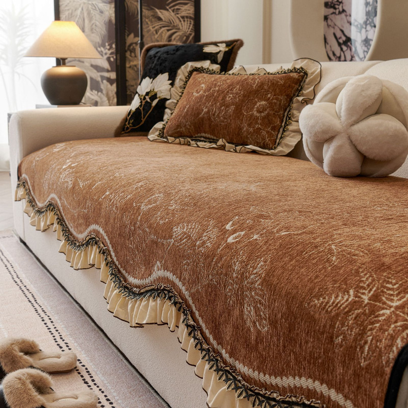 French Style Light Luxury Chenille All Seasons 2025 New High-end Non-slip Seat Cushion Sofa Cover