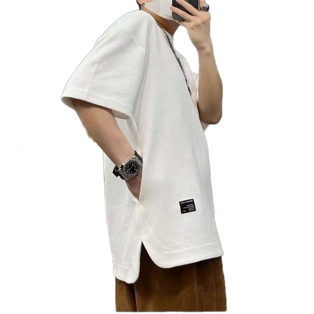 Designer Short Sleeves Hidden Pocket T-shirt Ice Silk Short Sleeve Unisex Round Neck Versatile 2025 Summer New Trend Solid Color Loose Plus Size