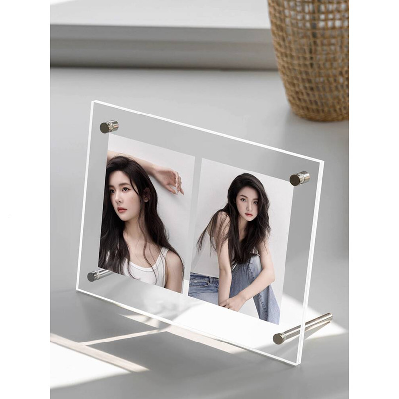 Acrylic Photo Frame Creative 6inch High-end Feel Stand 7 Double-sided Transparent Photos 8 Poster Display Rack A4 Mounting H260306