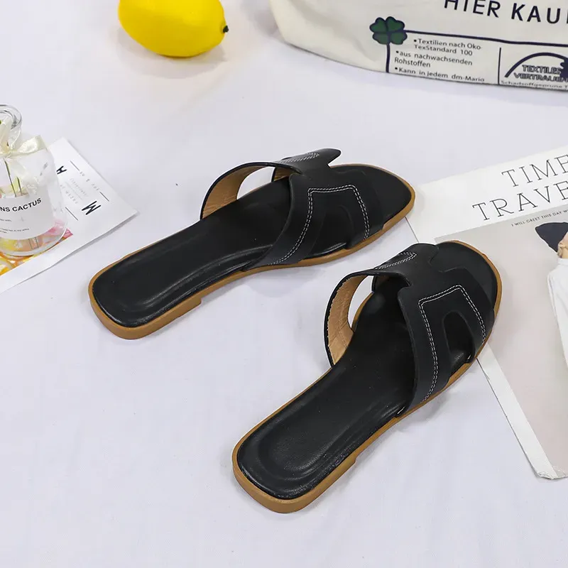 Designer Slippers Sandals Women's Fashion slippers Luxury Slide Rubber Brown Retro Leather Flat Shoes Summer Famous Brand luxurious Classic Outdo