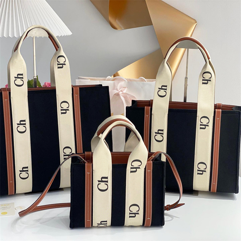 Women men Designers bag Fashion Linen Canvas WOODYS Tote Bags Luxurys Handbags Travel Shoulder Shopping Bags fashion Crossbody vacation Large Beach Bag Purses