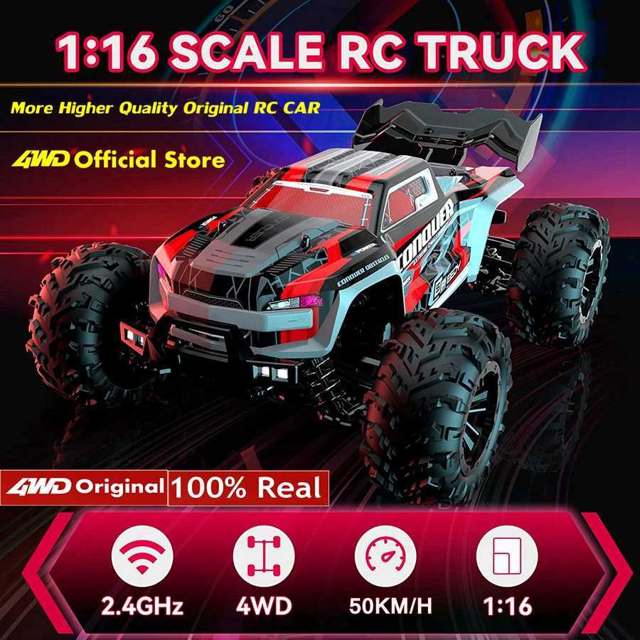 4WD 1 16 80KM/H Super Brushless 50KM/H Brushed RC Car 4x4 Off Road Remote Control High Speed Drift Racing Truck Toy for Kids and Adults XJ260703