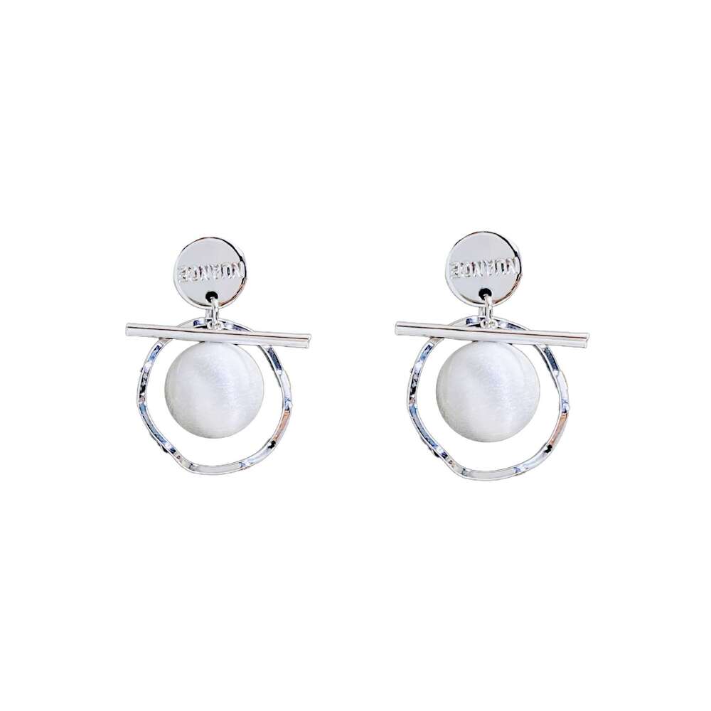 Kanamina Round Brushed Ball Earrings for Women - Stainless Steel Needle, Elegant Fashion Jewelry H260202