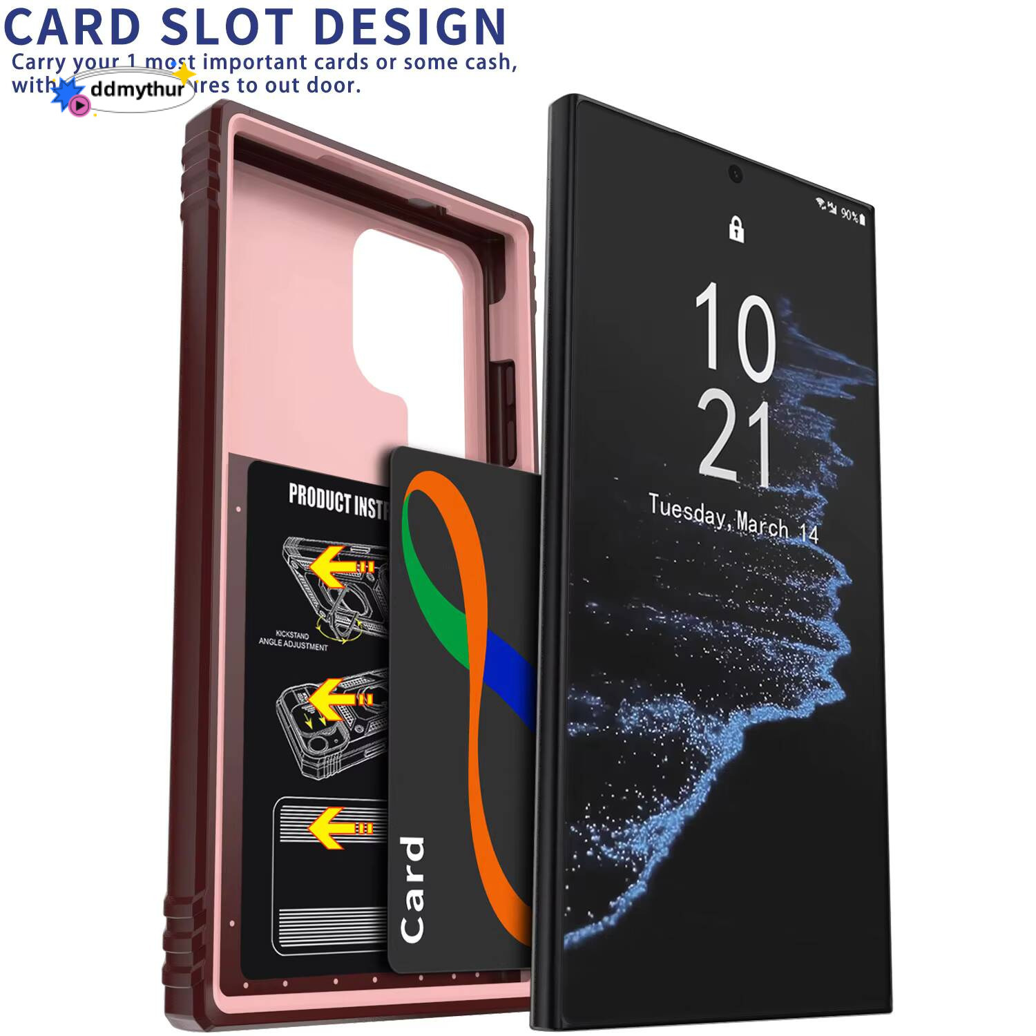 For Samsung Galaxy S24/S24+/S24 Ultra 5G Phone Case Hybrid Ring Kickstand Card Slot Camera Protection Hard Shockproof Cover ddmythur