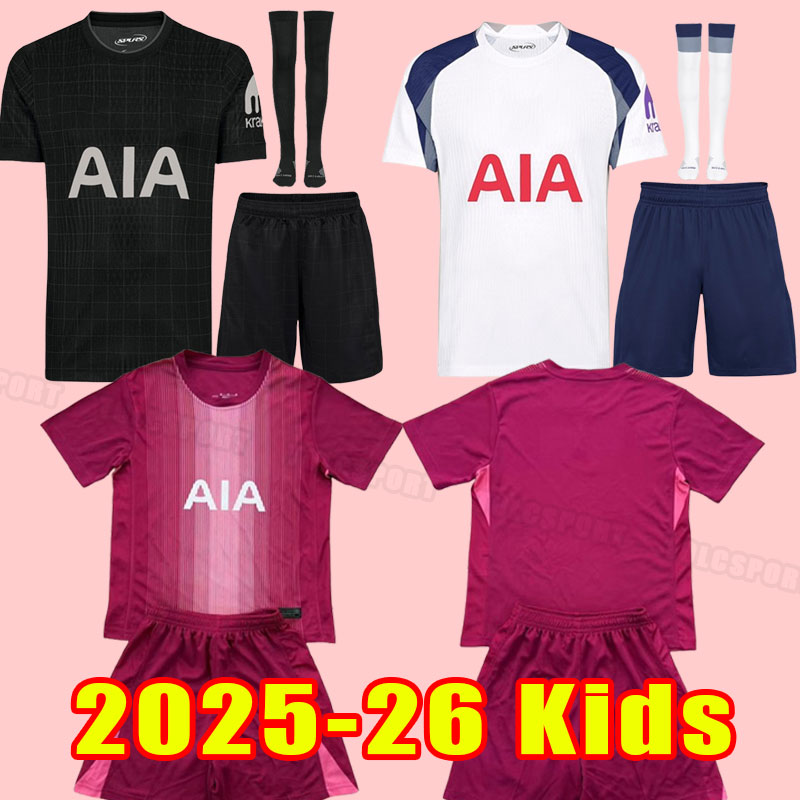 Tottenham kit Child Kids Socks 25 26 Soccer Jerseys 2025 2026 Football shirt LUCAS HOjbjerg Loris ROMERO KULUSEVSKI BENTANCUR KANE RICHARLISON NDOMBELE goalkeeper