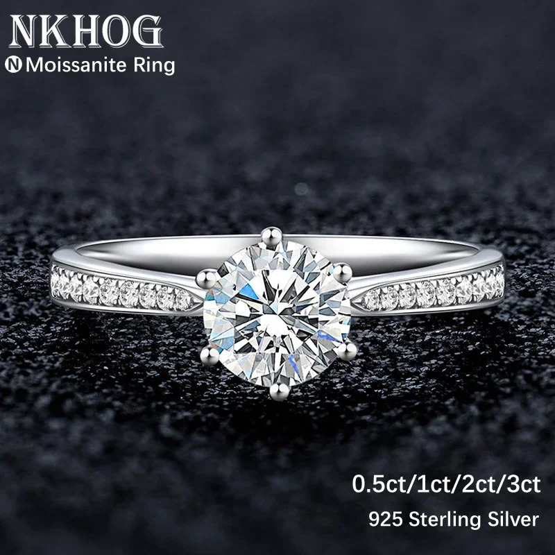 NKHOG Real 3 Rings For Women 925 Sterling Silver Classic 6 Claws Engagement Band Jewelry Romantic Wedding Ring 250716