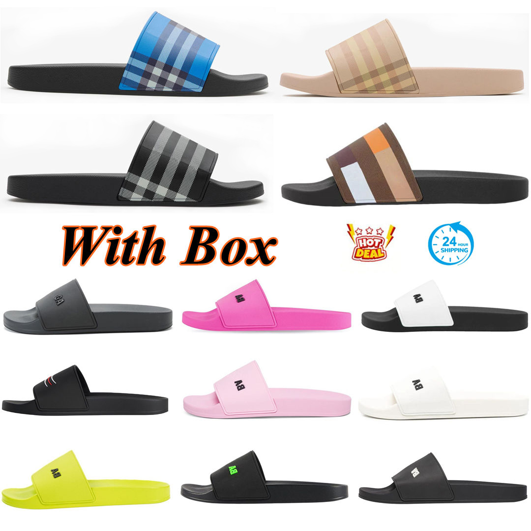 Free Shipping 2025 Vintage Printing Tartan Slipper Sandal Casual Rubber Slide Designer Sliders Summer Outdoors Womens Mens Slides Size 35-46