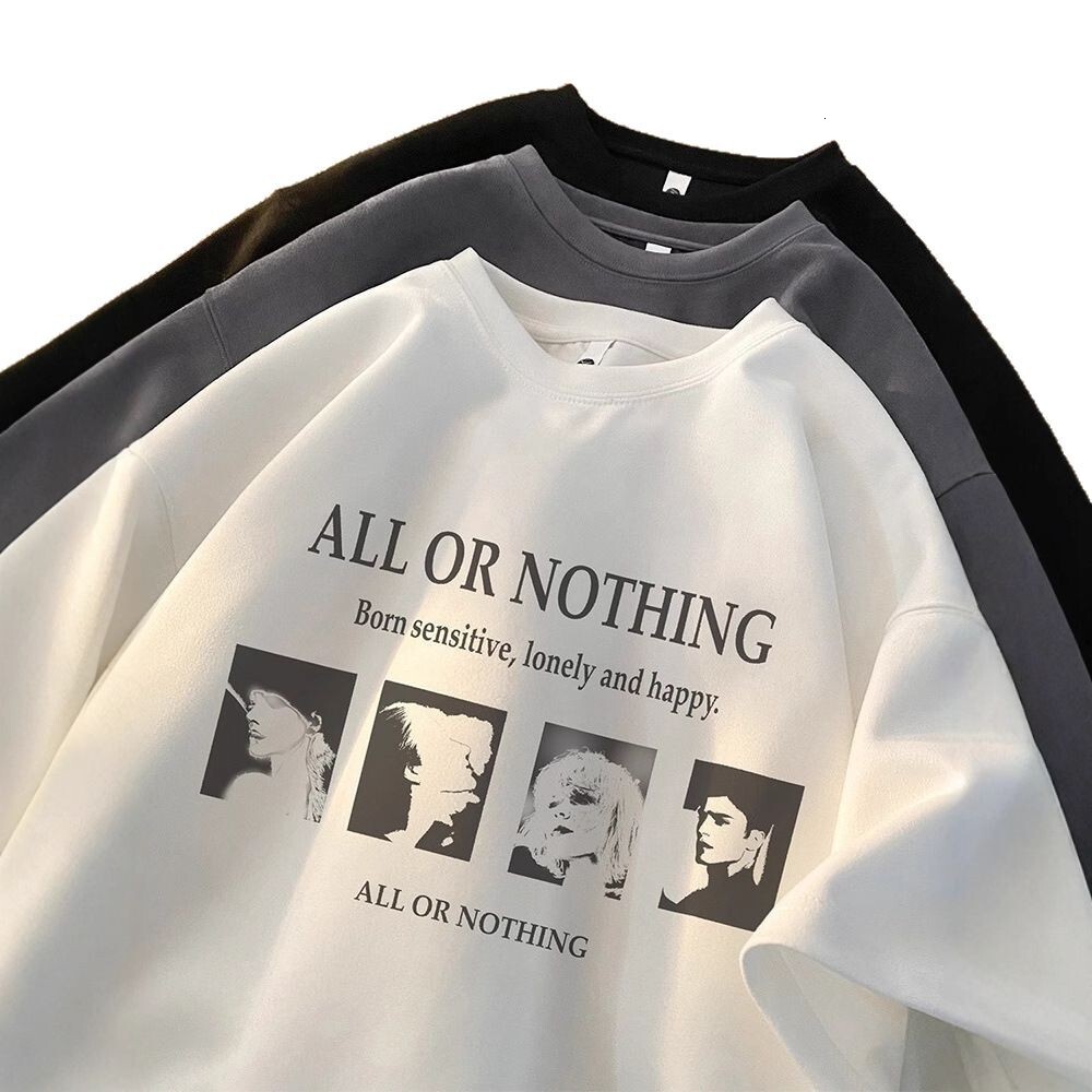 American Heavyweight Suede Round Neck Short Sleeve T-shirt For Designer Short Sleeves Men 2025 Summer Thin Loose Fit Plus Size Versatile Half Sleeve C