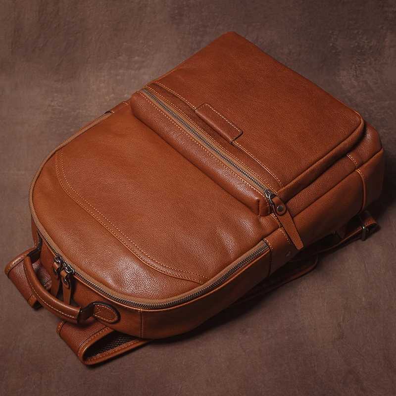 GURO Luxury Brand Real Leather Backpack Men And Women High Capacity Weekend Travel Bag Cowhide Schoolbag Business 16 Laptop Bag Z250702
