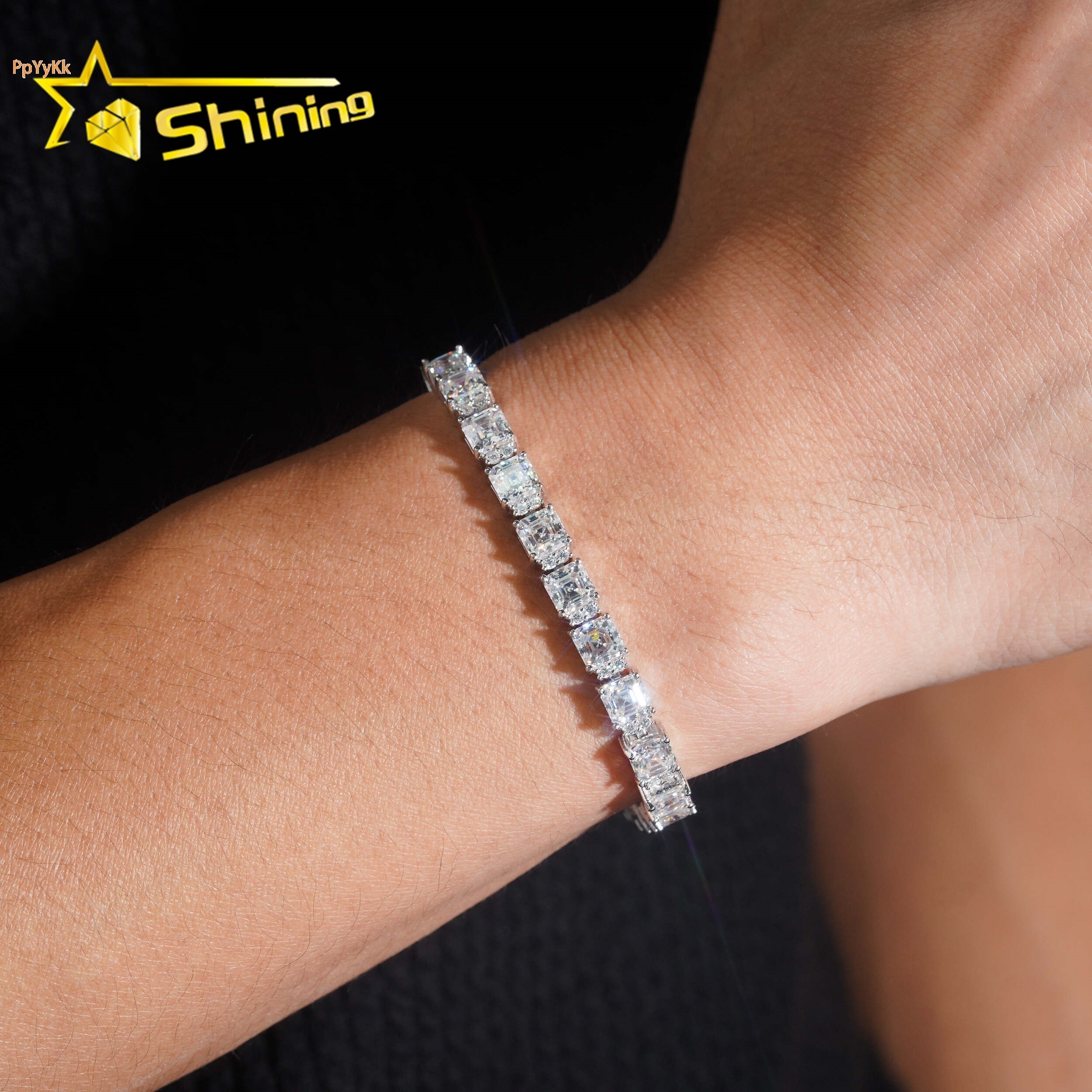 Luxury Jewelry Diamond Tester Pass GRA Certified Moissanite VVS High Quality Cut 5*5mm 925 Silver Tennis Bracelet