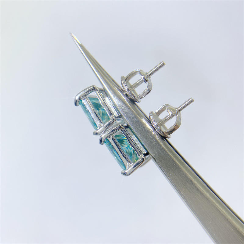 Fine Jewelry Four Claw Princess Cut Square D-VVS1-3EX Moissanite Designer Earrings S925 Sterling Silver Plated 18k Gold
